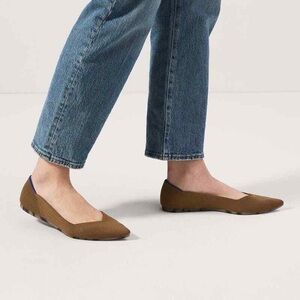 Rothy’s The Point Ballet Flat Shoes Color Driftwood Brown Pointed Toe Womens 8